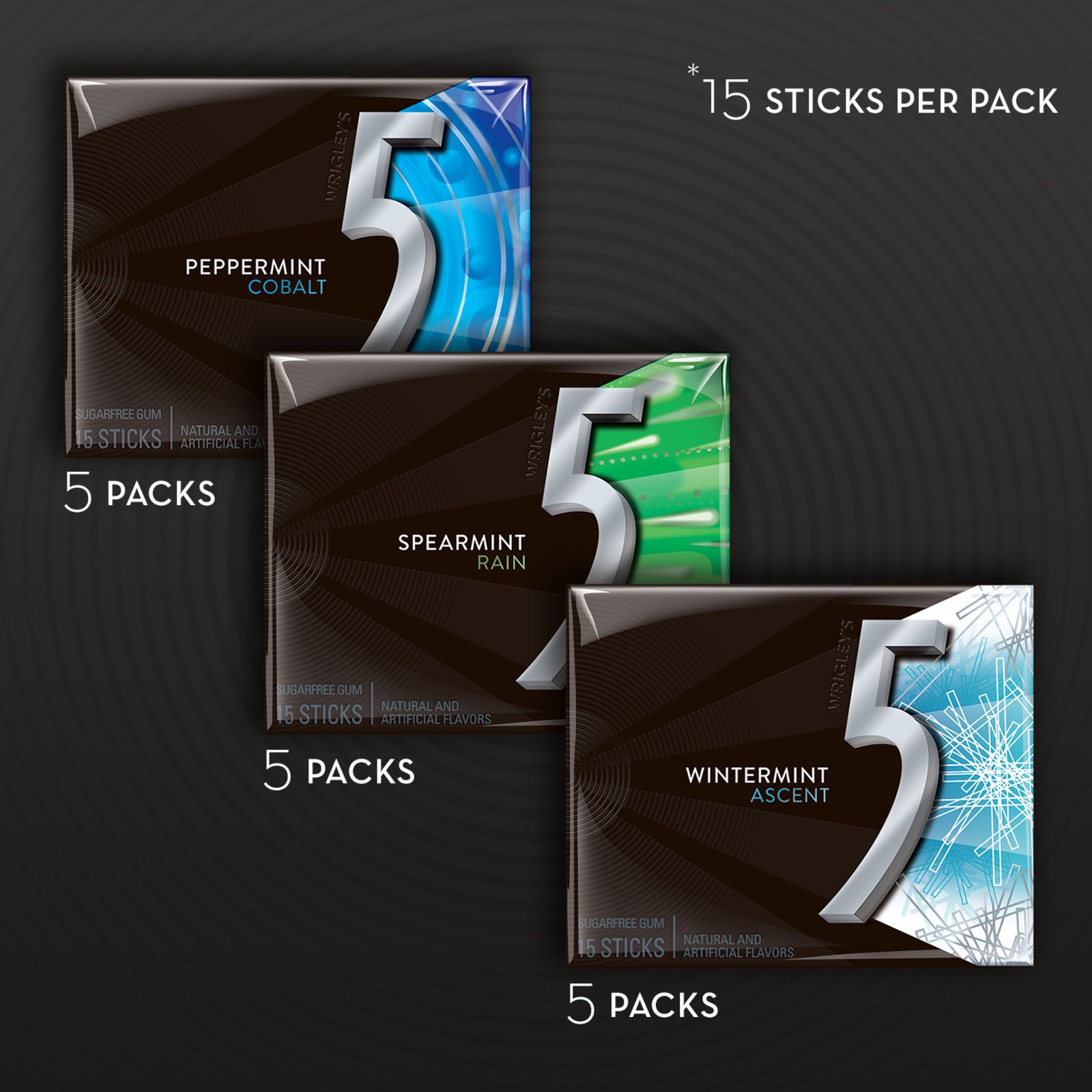 5 Gum Strawberry Flood Sugarfree Gum, 10 Packs