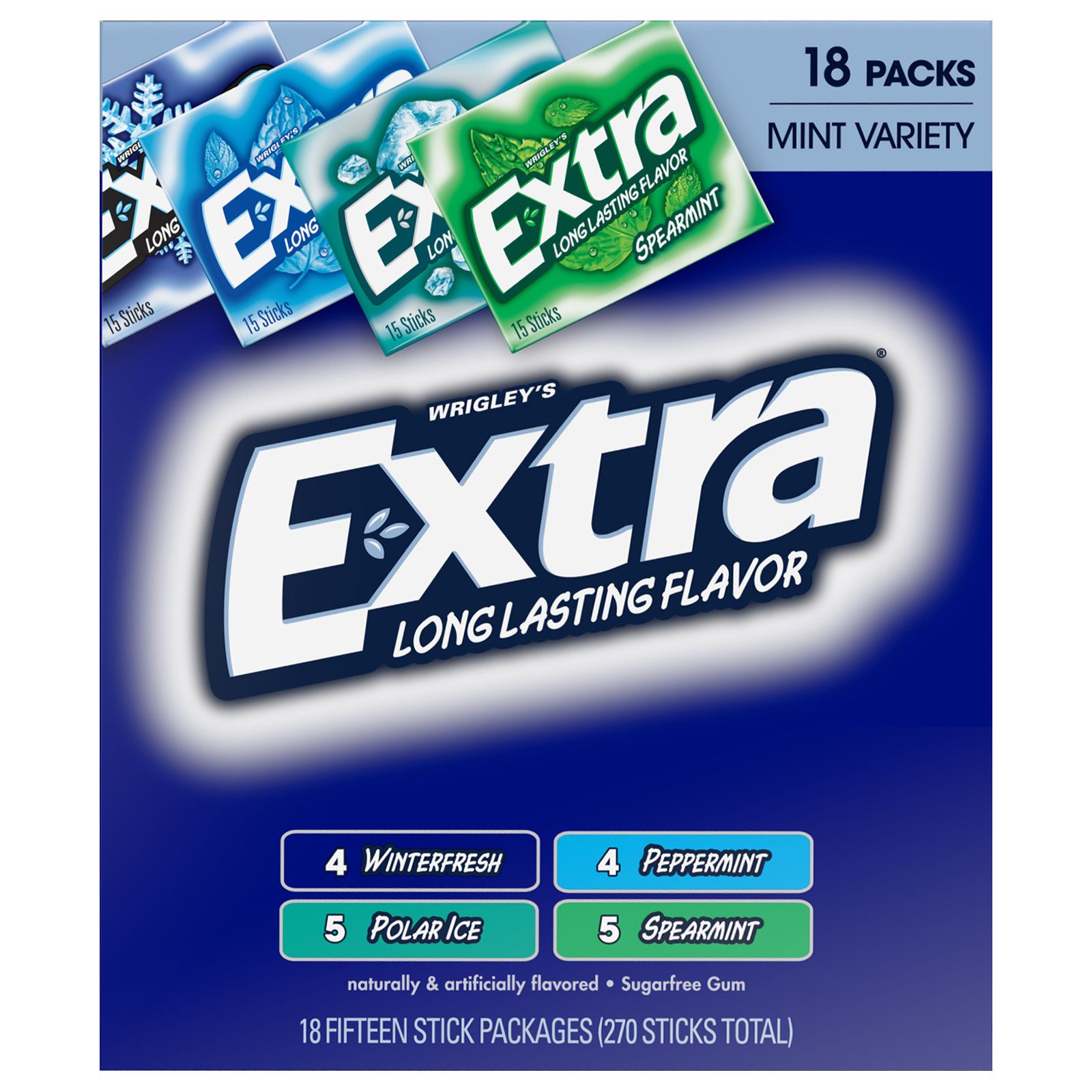 EXTRA Spearmint Sugarfree Chewing Gum, 15-Stick Single Pack