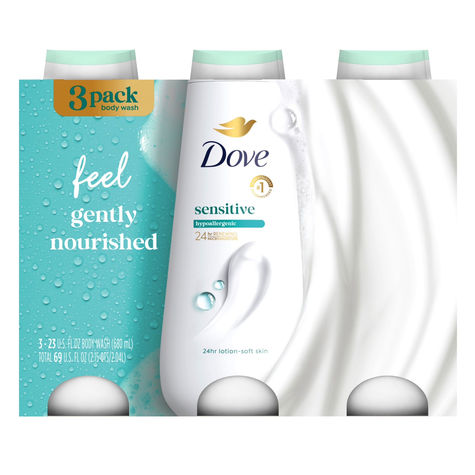 Dove Sensitive Skin Hypoallergenic Body Wash, 3 pk./23 oz. | BJ's ...