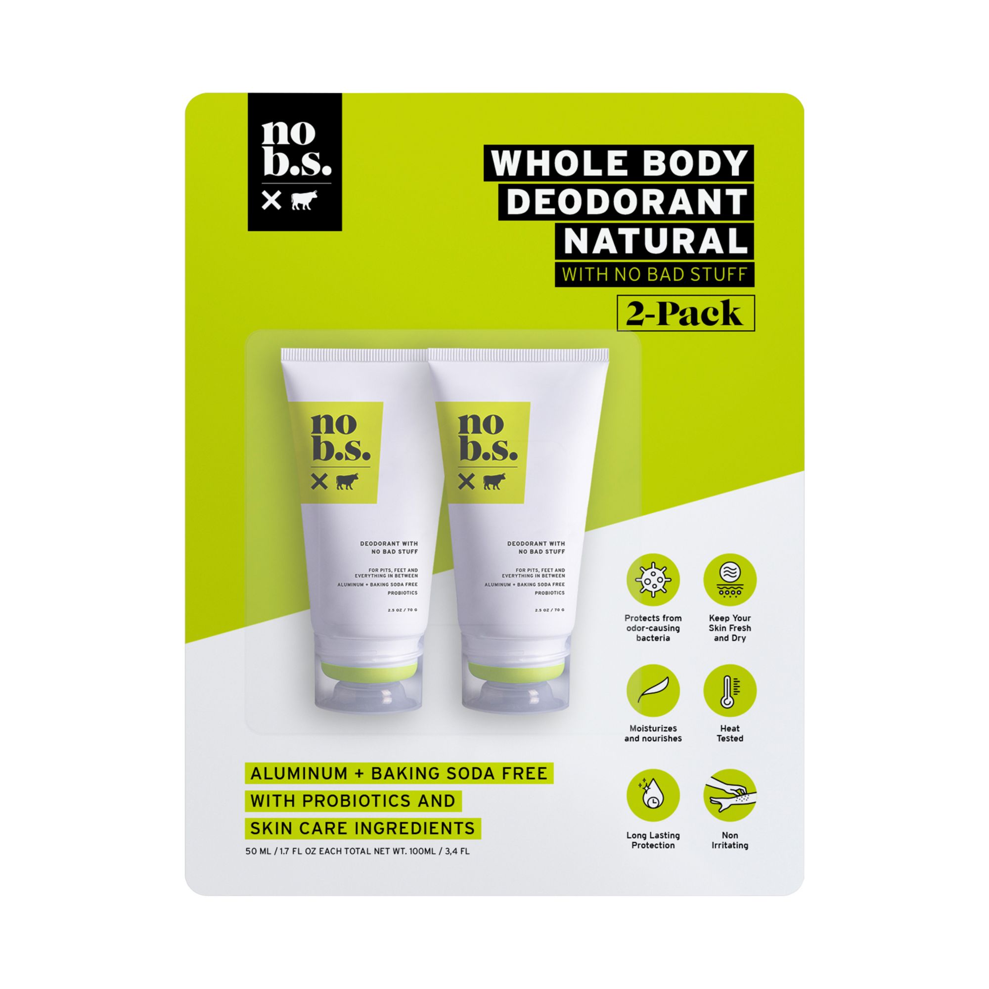 No BS Whole-Body Natural Deodorant, 2 ct./1.7 oz.