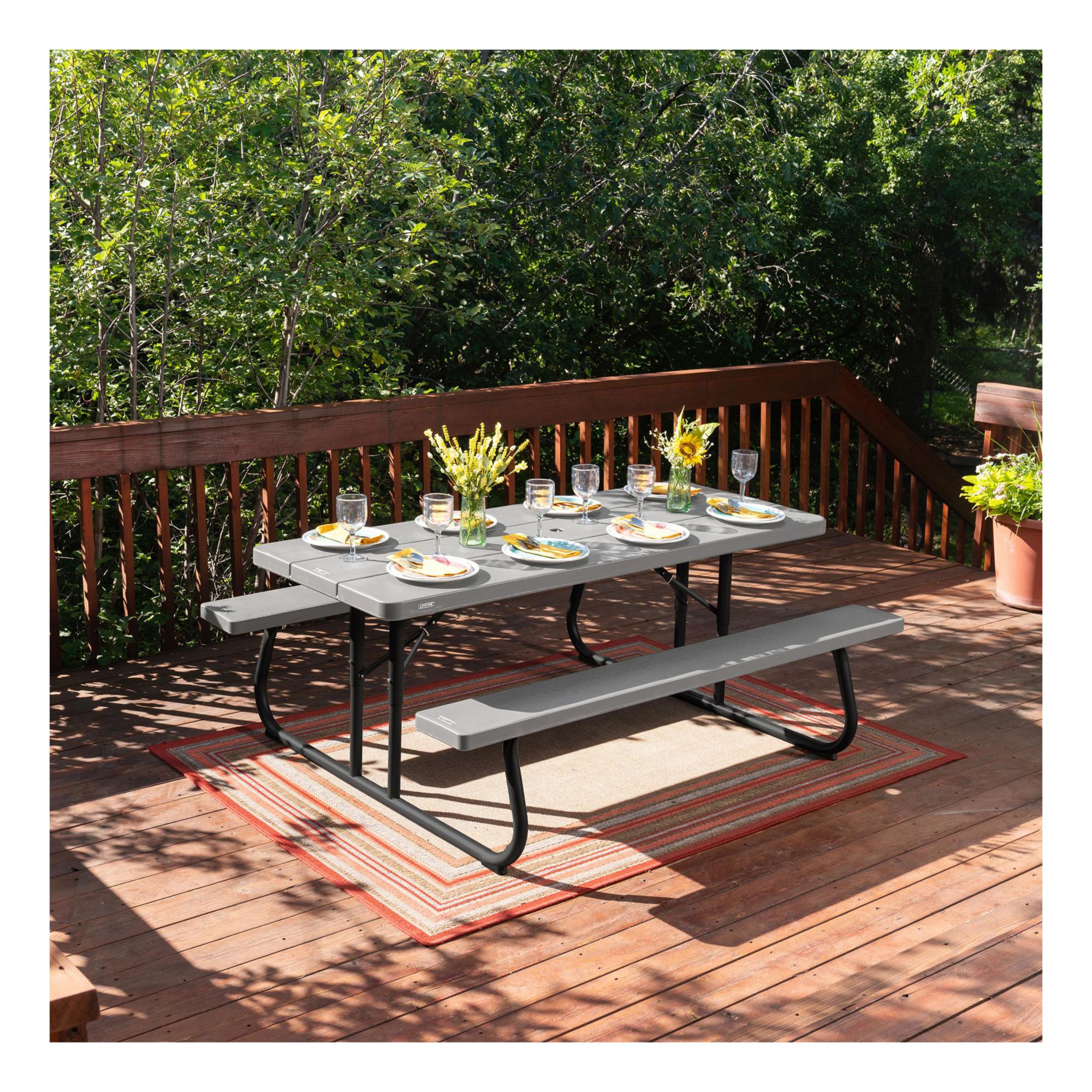 Lifetime Classic Portable Folding Picnic Table, 6 ft, Brown