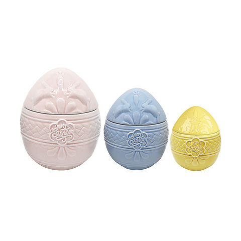 Berkley Jensen Embossed Egg-Shaped Ceramic Containers, Set of 3