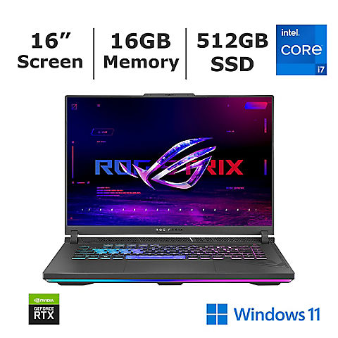 Asus ROG STRIX 16" Gaming Laptop, Intel i7 Processor, 16GB RAM, 512GB SSD, RTX 4060 Graphics
