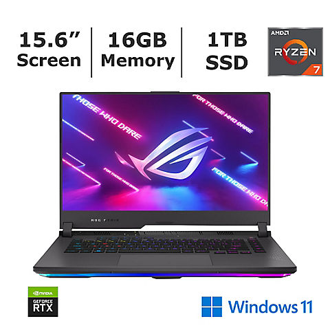 Asus ROG Strix 15.6" Gaming Laptop, AMD Ryzen 7 Processor, 16GB Memory, 1TB SSD, RTX 3060 Graphics Card