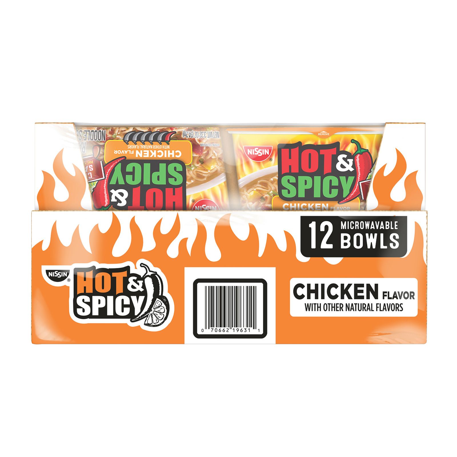 Nissin Foods Hot & Spicy Chicken Bowl Noodles 3.32oz