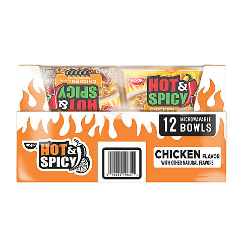 Nissin Foods USA Hot & Spicy Bowl Chicken, 12 pk./3.32 oz.