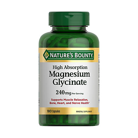Nature's Bounty Magnesium Glycinate 240mg, 180 ct.