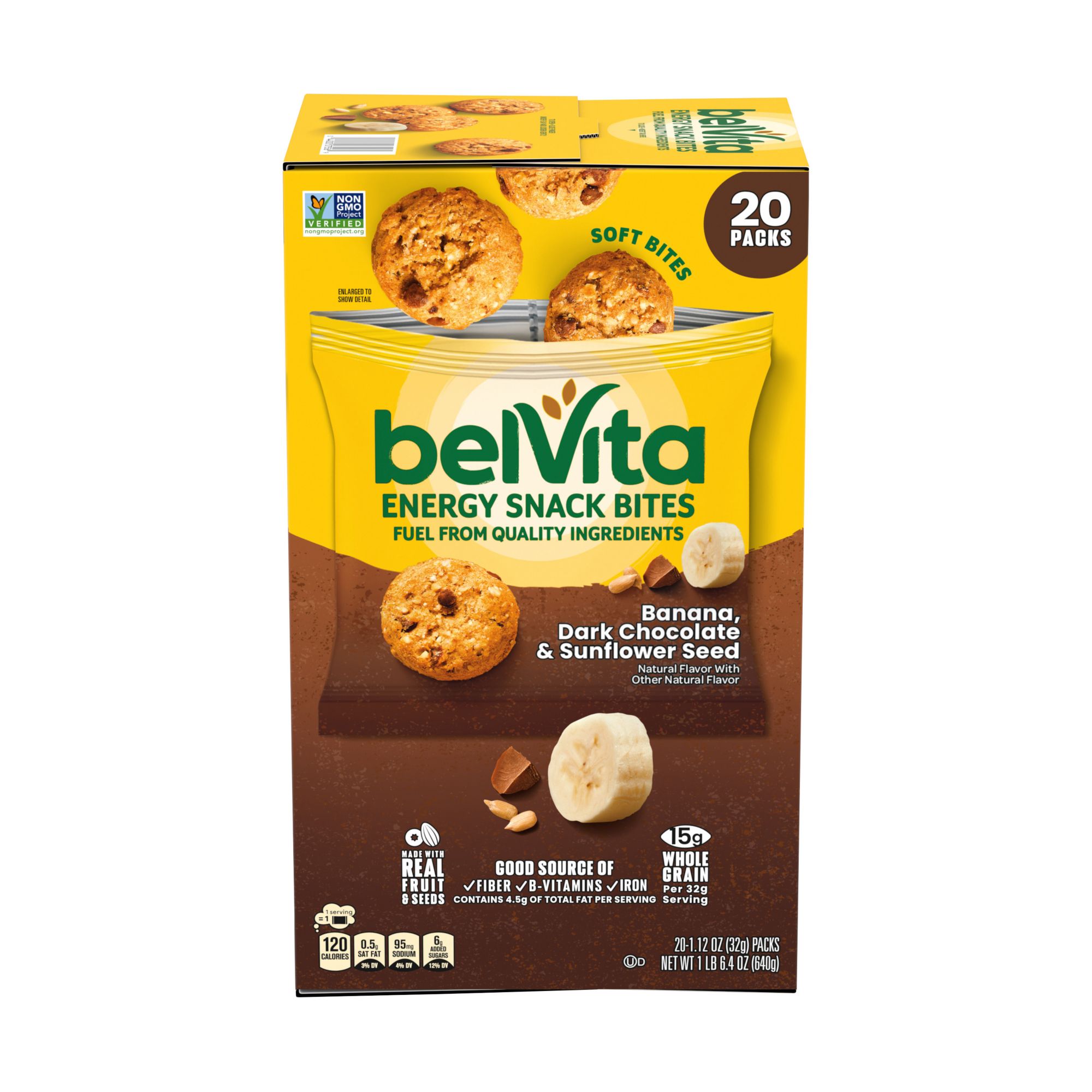 belVita Breakfast Banana, Dark Chocolate & Sunflower Seed Energy Snack Bites - 1.12 oz