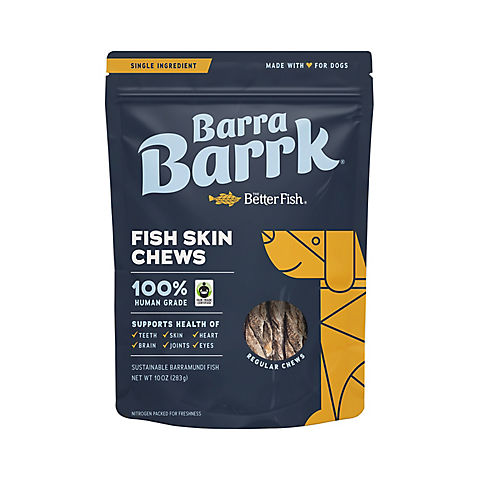 The Better Fish Barra Barrk Fish Skin Chews, 10 oz.
