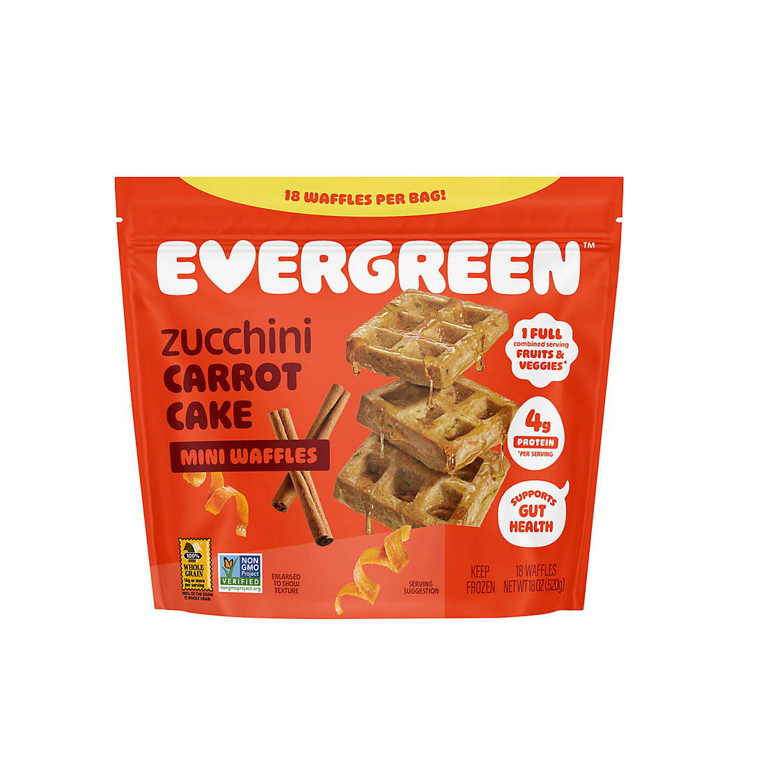 Evergreen Zucchini Carrot Cake Mini Waffles, 18 ct.