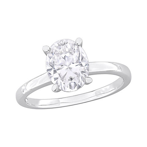 2 ct. DEW Oval-Cut Moissanite Solitaire Ring in Sterling Silver