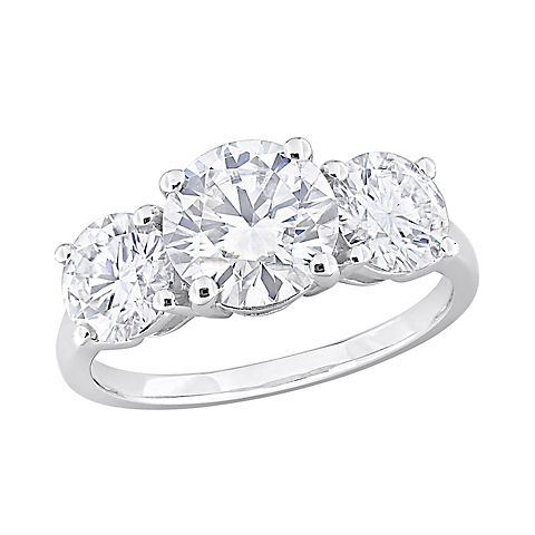 3.25 ct. DEW Moissanite 3-Stone Engagement Ring in Sterling Silver