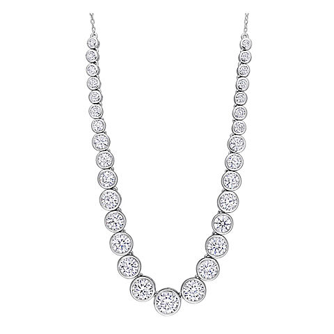 9.1 ct. t.g.w. Moissanite Graduated Necklace in Sterling Silver - 17"