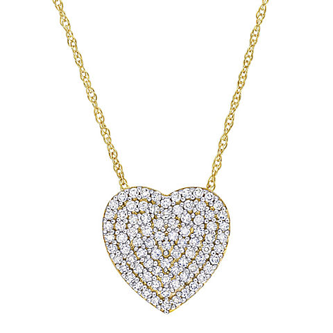 0.25 ct. t.w. Diamond Heart Cluster Pendant with Chain in 10k Yellow Gold