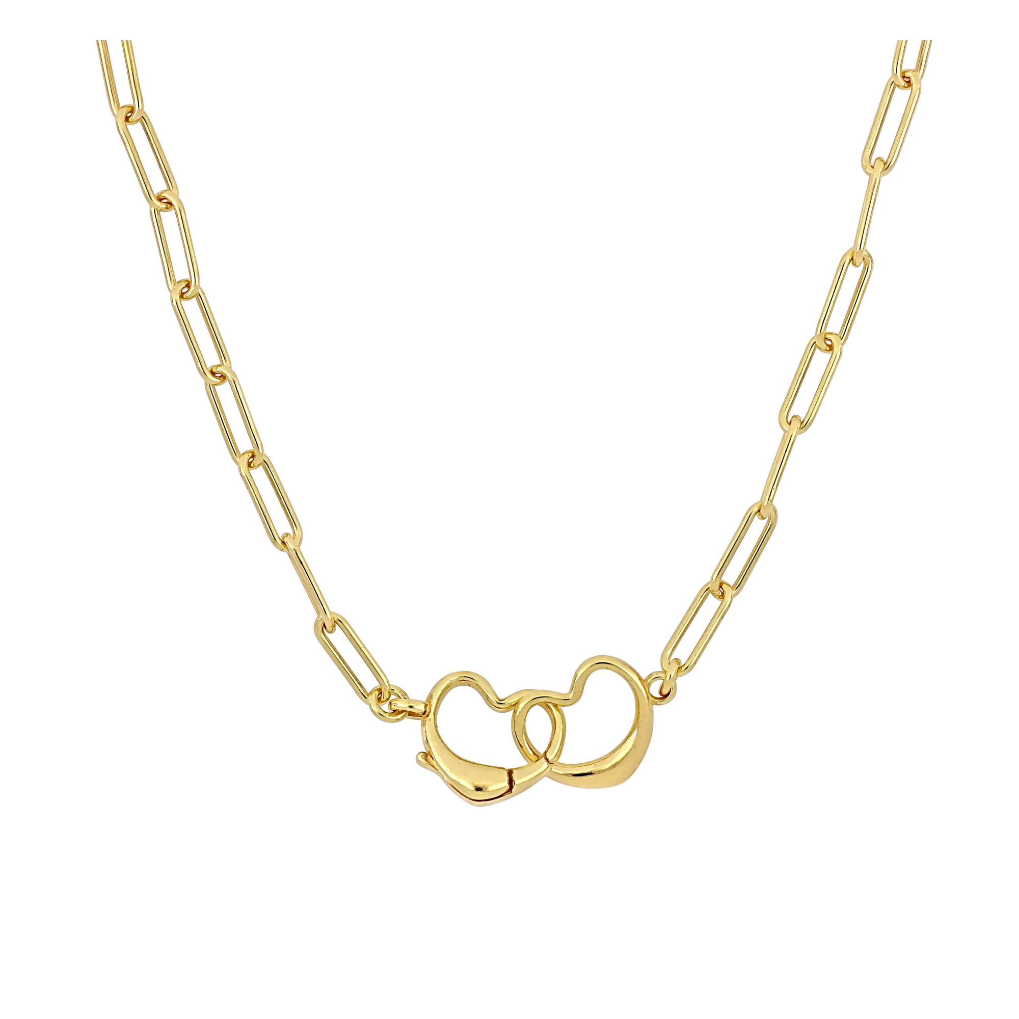 Gold Paperclip Chain Link Necklace - Blue Carabiner