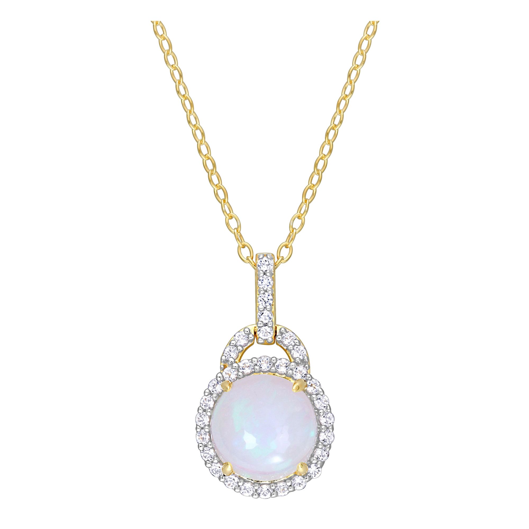 Sterling Silver Aquamarine & White Topaz Halo Pendant Sterling Silver Aquamarine & White Topaz Halo Pendant