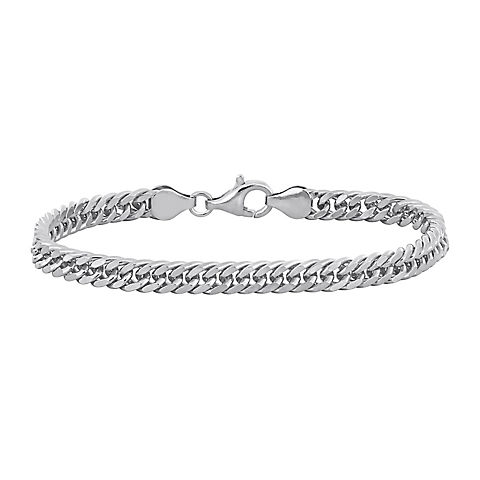 Men's Double Curb Link Bracelet in Sterling Silver - 9"