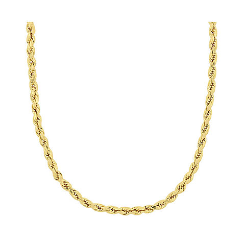 Men's 3mm Rope Chain Necklace in 14k Yellow Gold - 22"