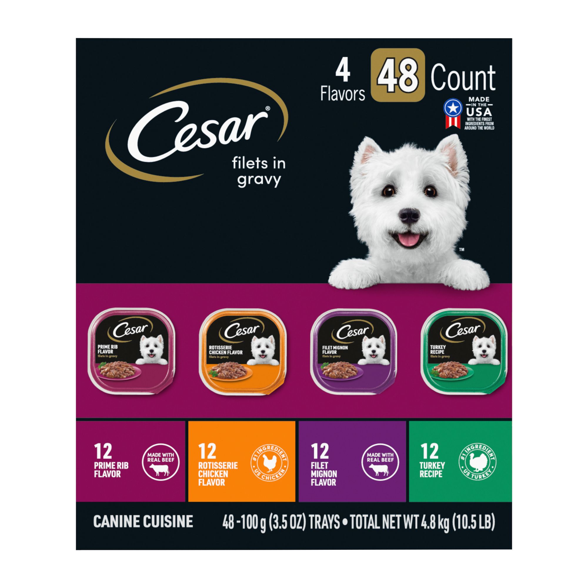 Cesar Filets in Gravy Wet Dog Food Variety Pack 48 ct