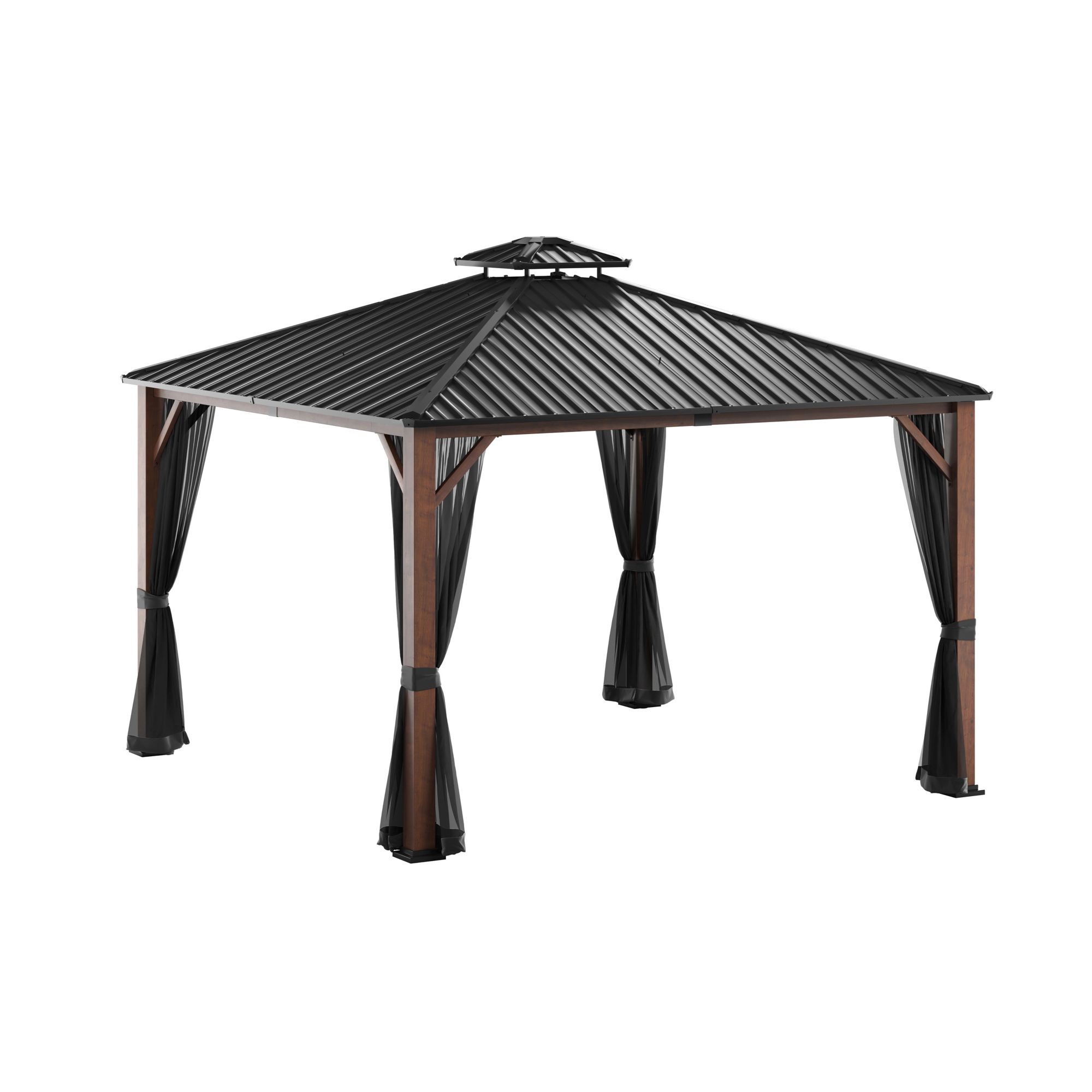 SunVilla Woodmont 12' x 12' Steel/Aluminum Hard Top Gazebo with Netting