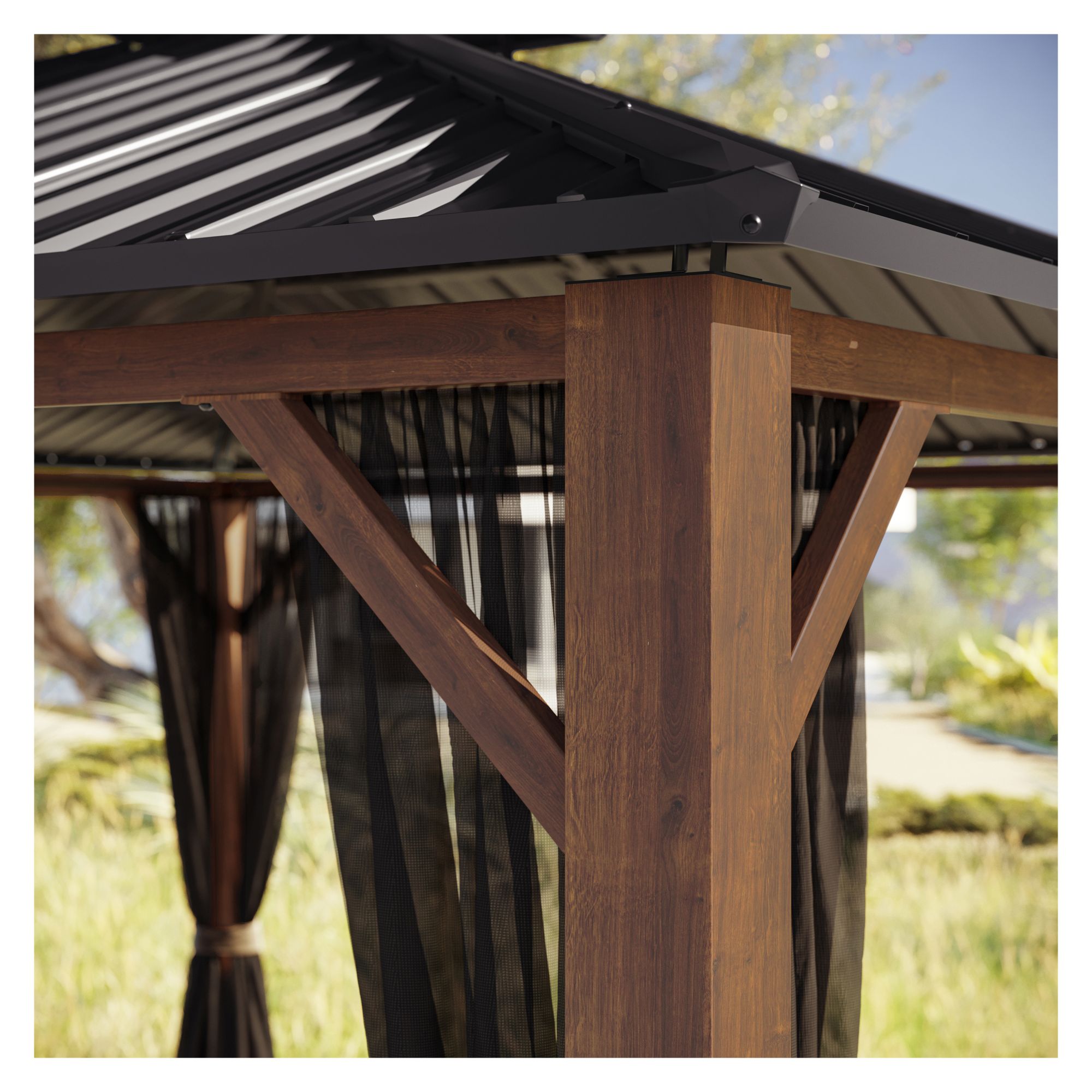 SunVilla Woodmont 12' x 12' Steel/Aluminum Hard Top Gazebo with Netting