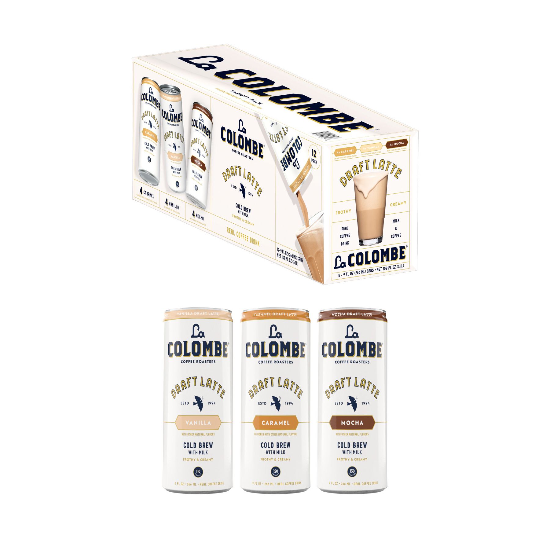 La Colombe Coffee Variety Latte Club Fridge Case Cans, 12 ct./9 oz.