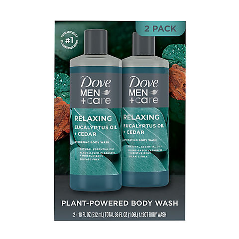 Dove Men+Care Relaxing Body Wash Eucalyptus and Cedar Oil, 2 pk./18 oz.