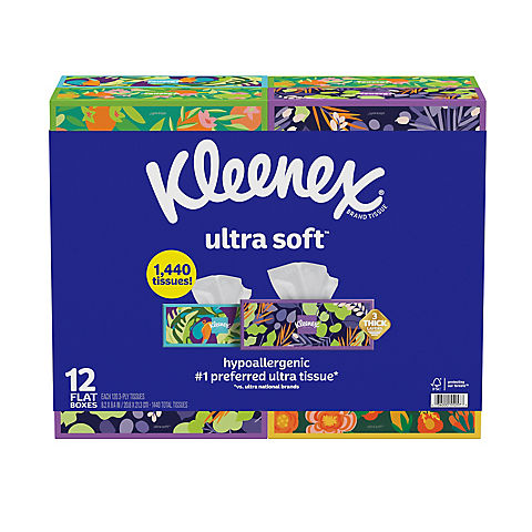 Kleenex Ultra Soft 3-Ply Facial Tissues, 12 pk./120 Tissues per Box