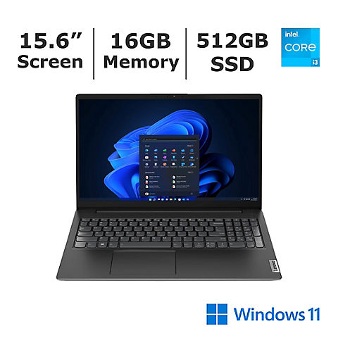 Lenovo V15 G4 15.6" FHD Notebook, Intel Core i3 Processor, 16GB Memory, 512GB SSD - Black