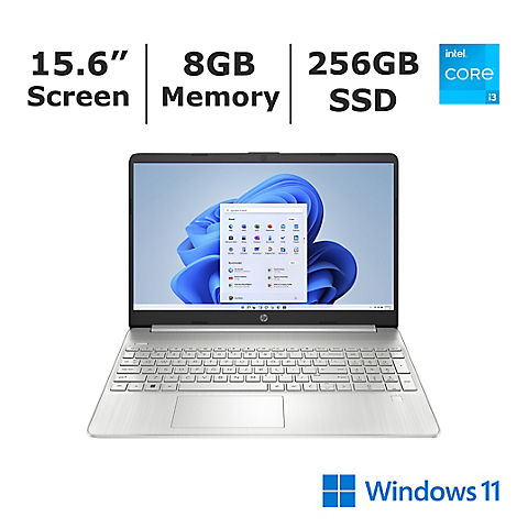 HP 15.6" FHD Laptop, Intel Core i3 Processor, 8GB RAM, 256GB SSD, Intel UHD Graphics