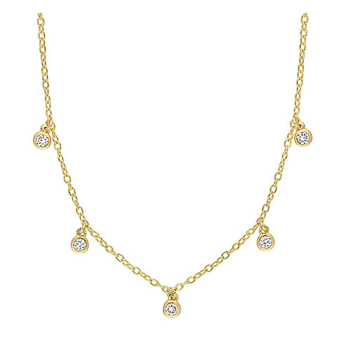 .17 ct. t.w. Lab Grown Diamond Station Necklace in 18k Gold Plated Sterling Silver