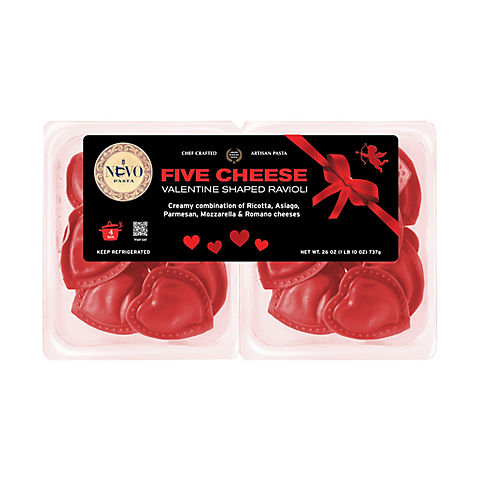Nuovo Pasta Red Heart Shape Cheese Ravioli, 26 oz.