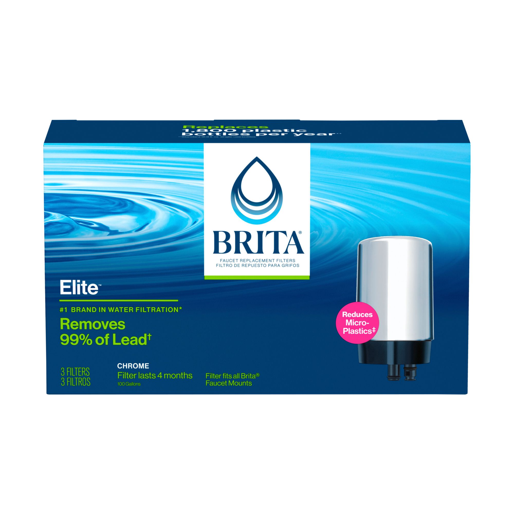 Brita Tap Water Faucet Filtration System with Filter Change Reminder Fits  Standard Faucets Only - Basic, White 