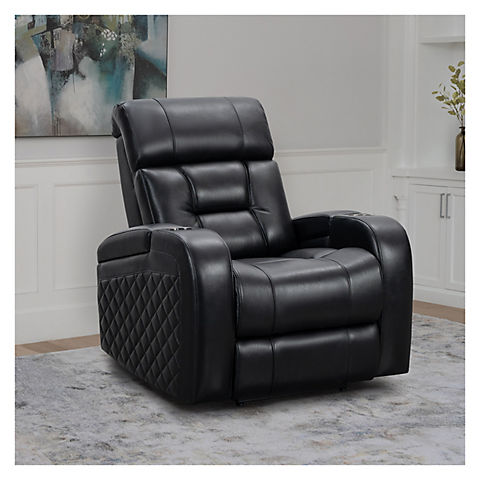 Brandon Leather Theater Power Recliner with Power Headrest - Black