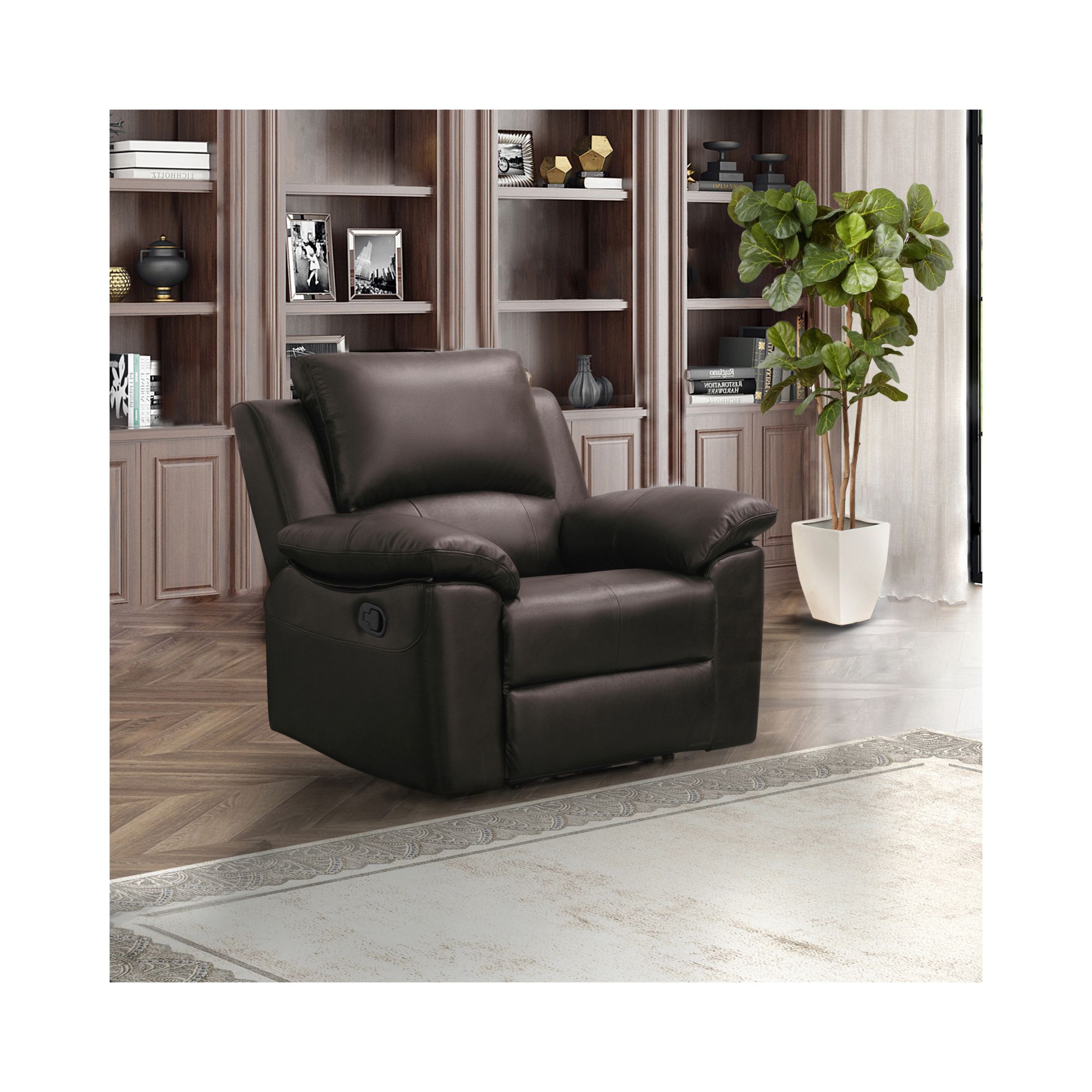 Dark leather recliner hotsell