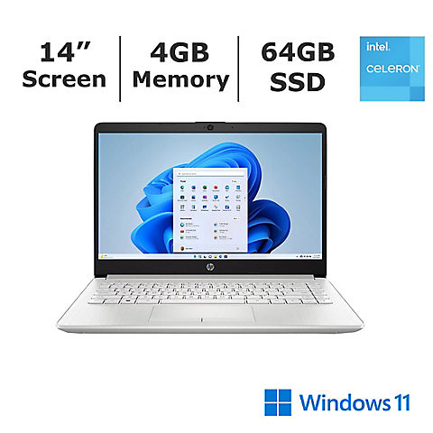 HP Stream 14" Laptop, Intel Celeron Processor, 4GB RAM, 64GB Storage, Intel UHD Graphics