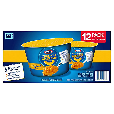 Kraft Original Macaroni and Cheese Easy Microwavable Dinner, 12 ct.