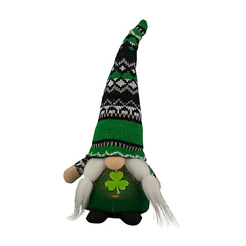 Northlight 11.5" LED Lighted St. Patrick's Day Girl Gnome with Knitted Irish Fair Isle Hat