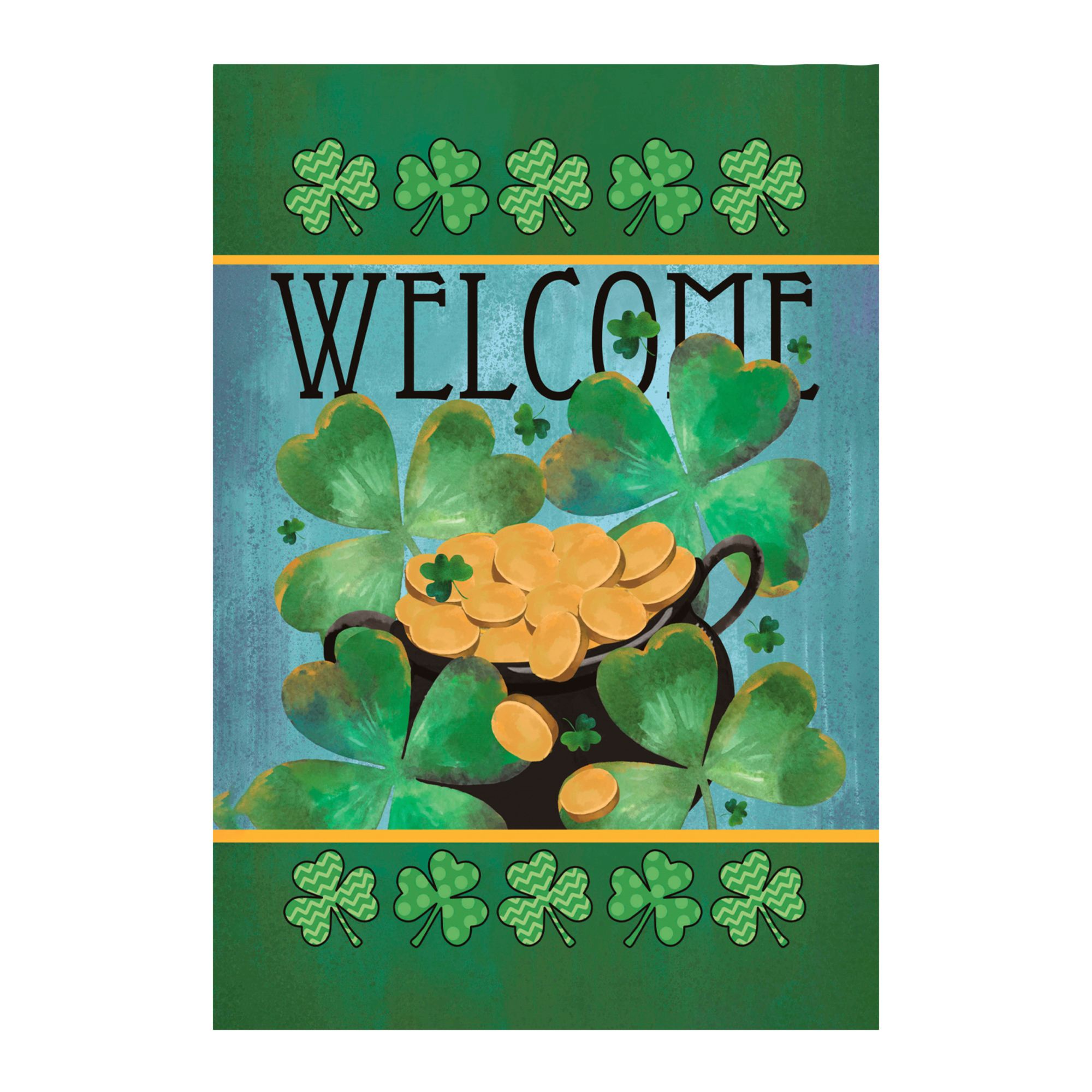 Northlight 12.5L x 18W Welcome Pot of Gold Outdoor Garden Flag
