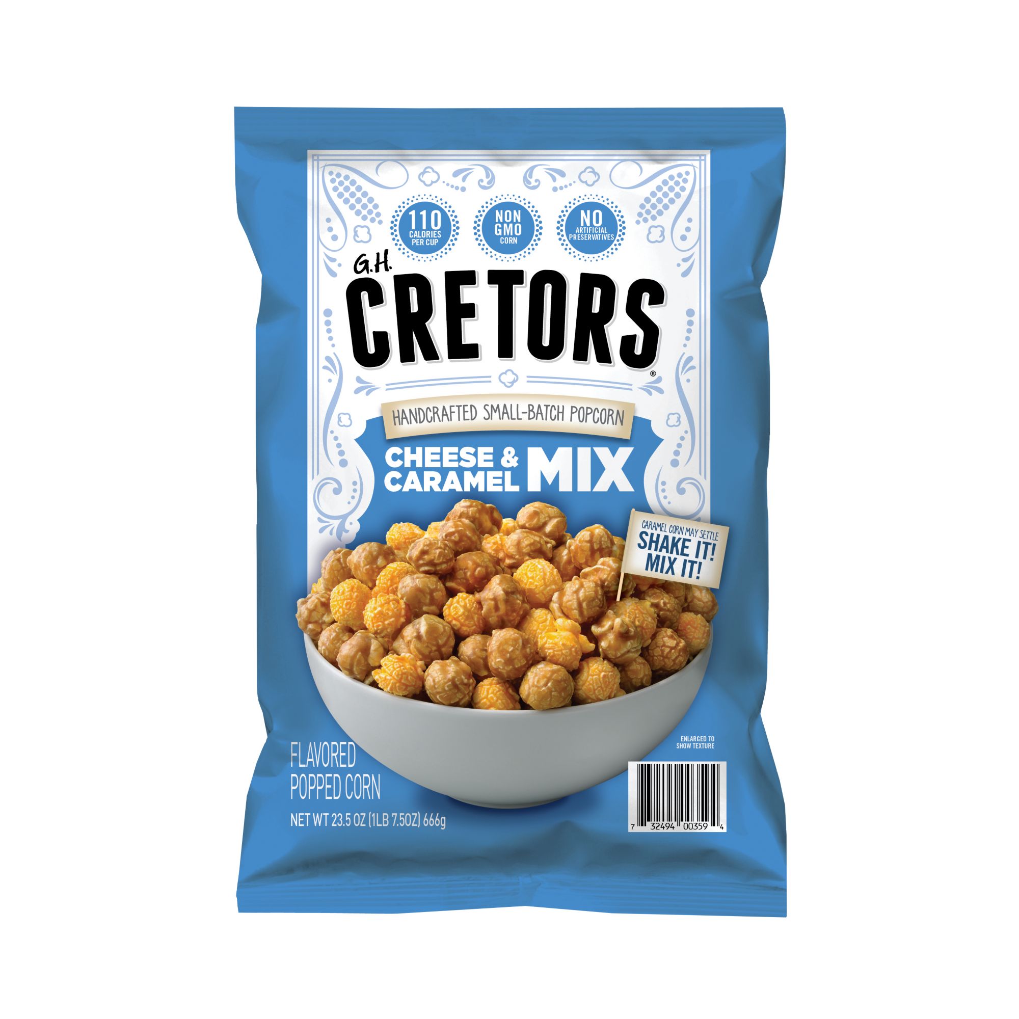 Cretors Cheese & Caramel Mix Popped Corn, 23.5 oz.