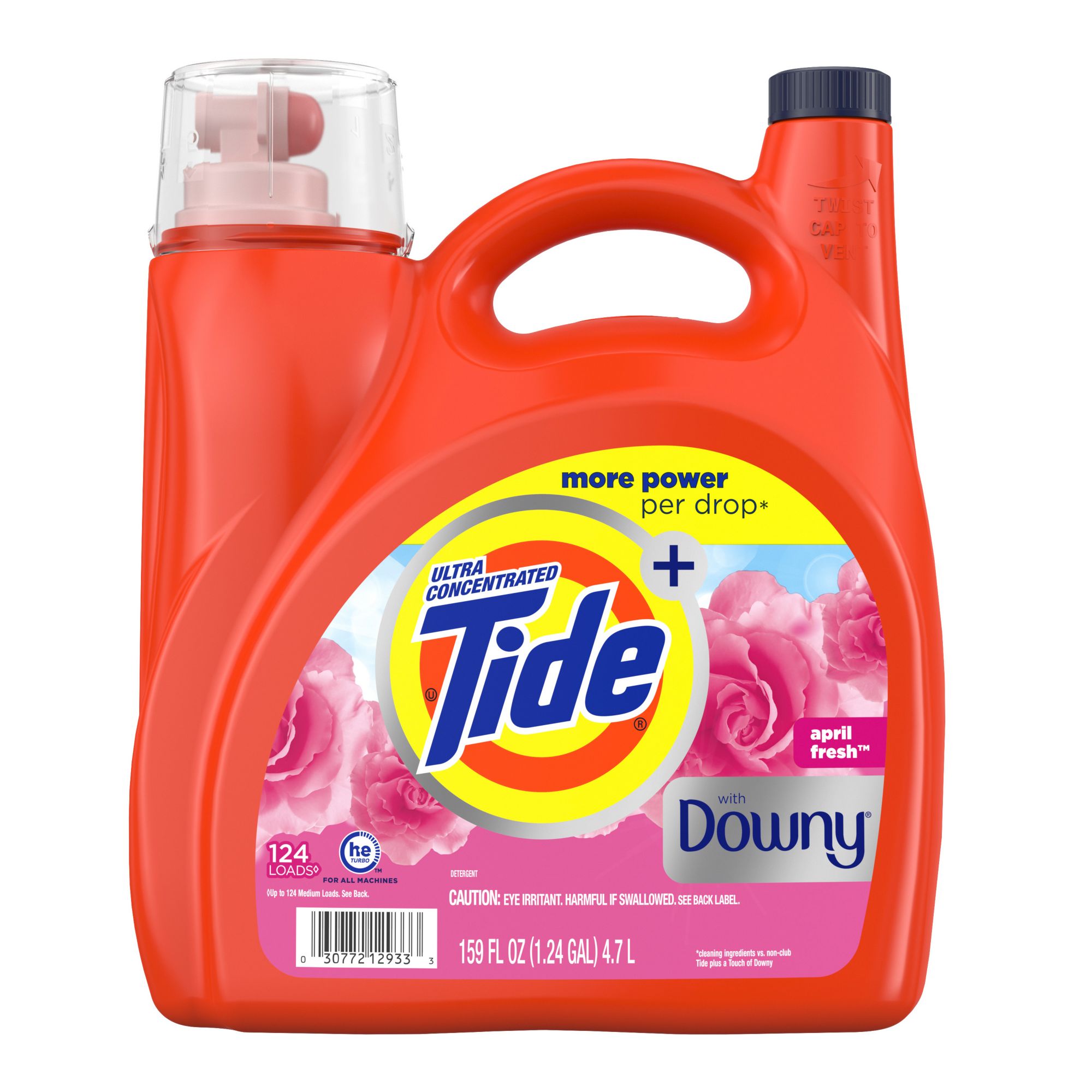 Tide Plus A Touch of Downy Liquid Laundry Detergent, HE Compatible, 124  loads/159 fl. oz. - April Fresh