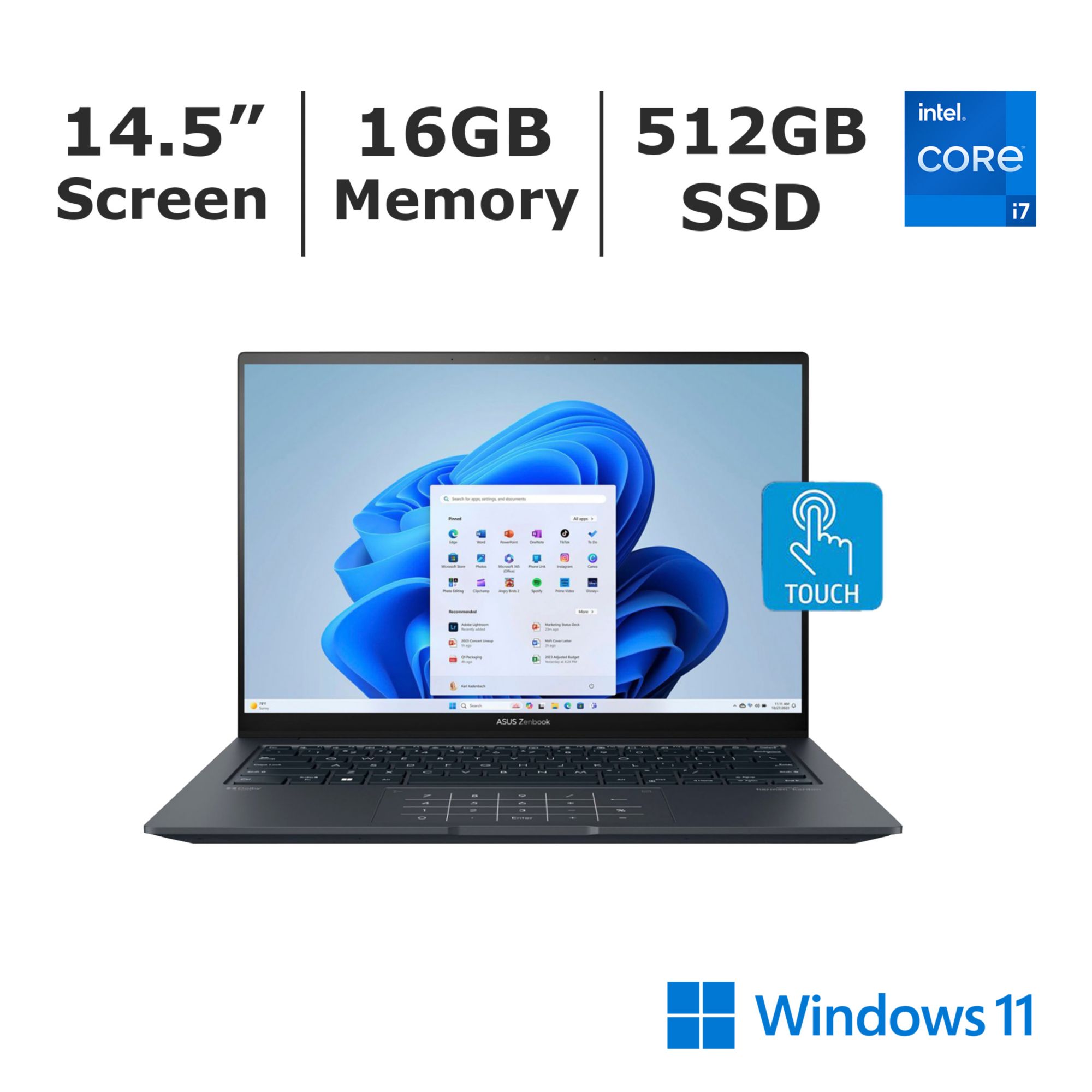 ASUS ZenBook 14 Ultra-Slim Laptop 14” Full HD NanoEdge Display, Intel Core  i7-1165G7, 8GB RAM, 512GB PCIe SSD, NumberPad, Thunderbolt 4, Windows 10