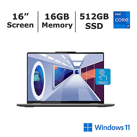Lenovo Yoga 7 16" 2-in-1 Touchscreen Laptop, Core i7-1355U Processor, 512GB SSD, 16GB Memory - Storm Grey
