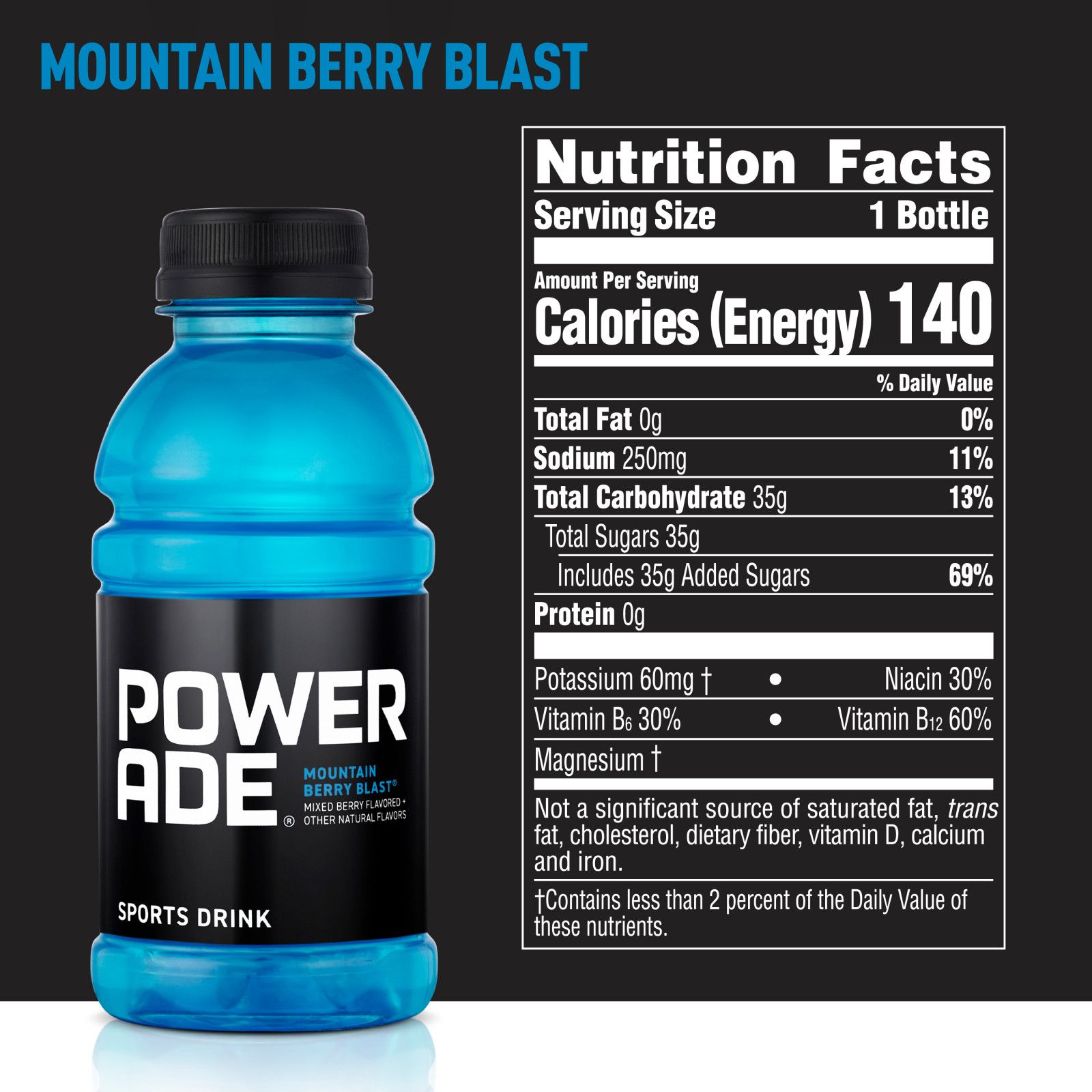 Powerade, Electrolyte Enhanced Sports Drinks W Vitamins, Mountain Berry Blast, 20 fl oz, 24 Pack