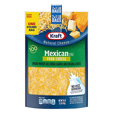 Kraft Mexican Style Four Cheese Blend Shredded Cheese, 2 lbs.
