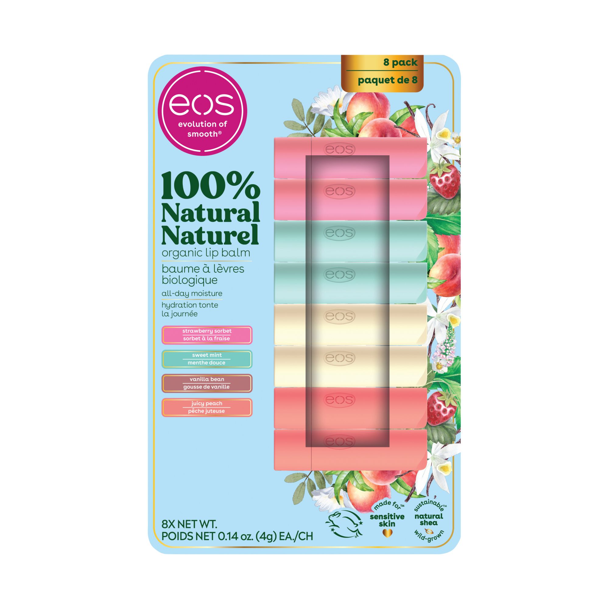 eos Natural & Organic Lip Balm Stick, 8 pk. | BJ's Wholesale Club