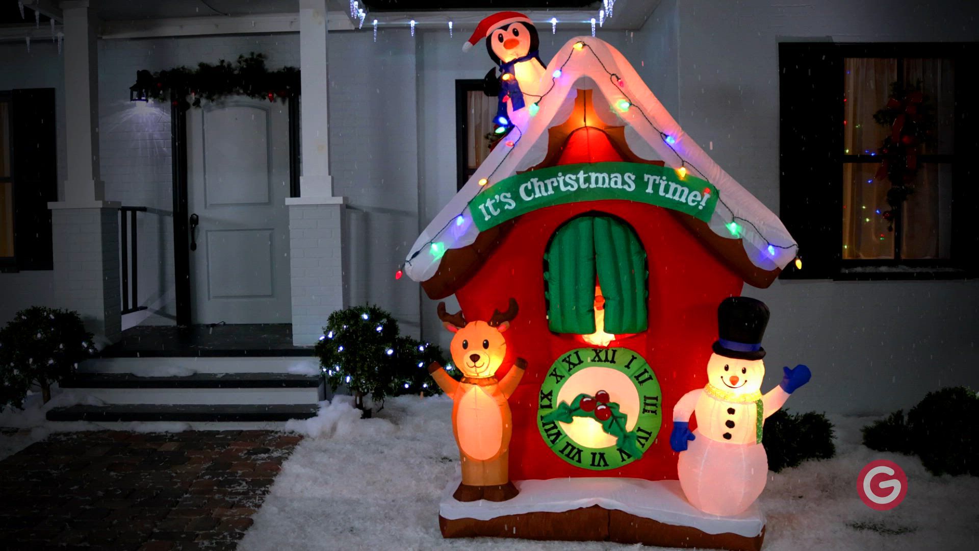 Gemmy 8' Animated Inflatable Christmas Clock Scene
