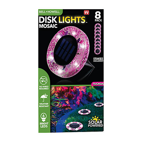 Bell + Howell Solar Mosaic Disk Lights Pink, 8 pk.