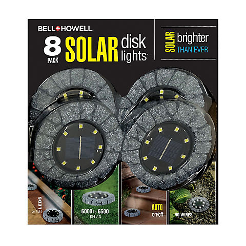 Bell + Howell Solar Disk Light Stone Grey, 8 pk.