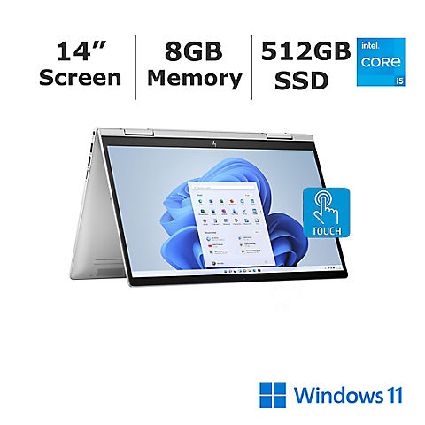 HP ENVY x360 14" FHD 2-in-1 Touchscreen Laptop, Core i5-1335U Processor, 512GB SSD, 8GB Memory - Silver